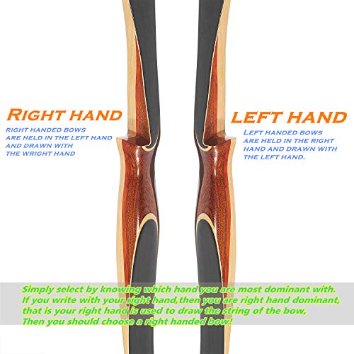 Kainokai 54 Inch Traditional Laminated Recurve Bow/Archery Amercian Hunting&Target Horse Bow/Longbow Most Arrows Fits,15-55 Lbs For Kids Teens & Adults thumb #3
