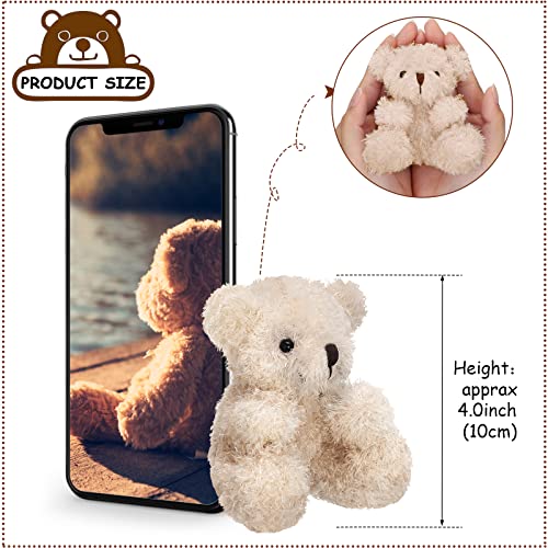 Threan 8 Pcs Mini Plush Bears 4'' Small Bear Bulk Stuffed Animal Toys Tiny Soft Bear Doll Present Stuffers For Graduation Baby Shower Party Favors Supplies (Brown, Apricot) #TOP1