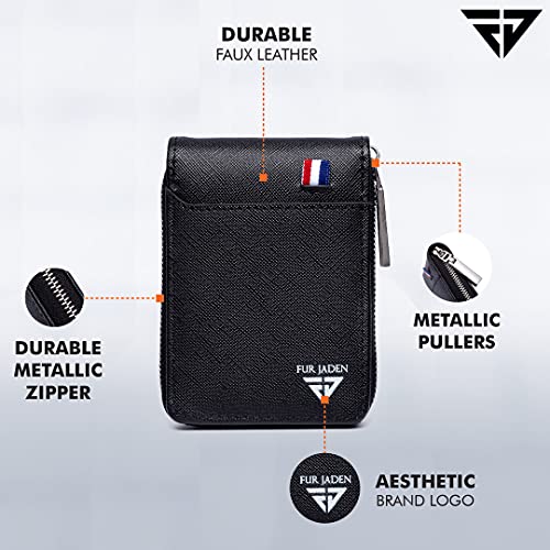 Fur-Jaden-PU-Leather-9-Slot-Vertical-Credit-Debit-Card-Holder-Money-Wallet-Zipper-Coin-Purse-for-Men-Women-Black Fur Jaden PU Leather 9 Slot Vertical Credit Debit Card Holder Money Wallet Zipper Coin Purse for Men Women (Black)