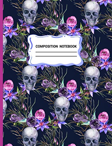 Composition Notebook: Halloween Skull Themed Composition Notebook for School Subject Book Notes Black Lined Paper Journal 8.5 x 11" 120 Pages for Note Taking Writing as a Journal