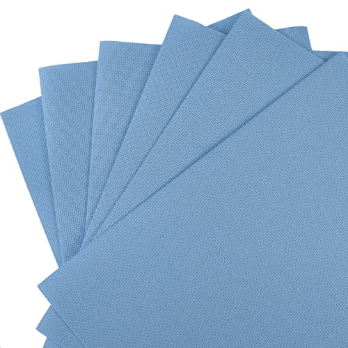 Image of KCS 4 /6 pc of 12 inch x 18 inch 30cmx45cm 16CT Counted Cotton Aida Cloth Cross Stitch Fabric (Light Blue, 6 pc)
