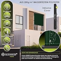 KESSER® Senkrechtmarkise 200x250cm Außenrollo Handkurbelmechanismus Balkonrollo Sonnen-und Sichtschutz Beschattung Sonnenschutz mit Kurbel Markisenkasten Balkon & Terrasse inkl Montageset & Abdeckung – Ansicht 6