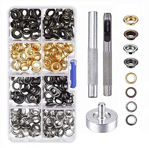 SYOSIGrommet Kit 150 Set 5mm Inside Diameter Grommet Setting Tool Metal Eyelets with Storage Box for Shoe Clothes Leather Crafts,DIY Projects