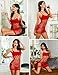 Avidlove Fishnet Lingerie for Women Stripper Outfit Mesh Hole Strap Chemise Badydoll Mini Dress Red Medium