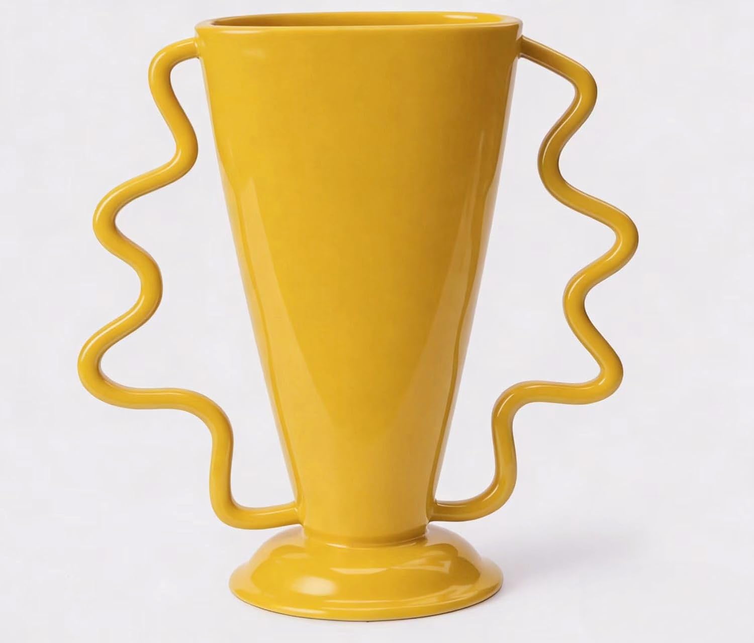 Wild Works Yellow Rotary Vase Medieval Flower Vessel Living Room Entrance Personalized Simple Wabi Sabi Decorative Ornament Ceramic Ornament