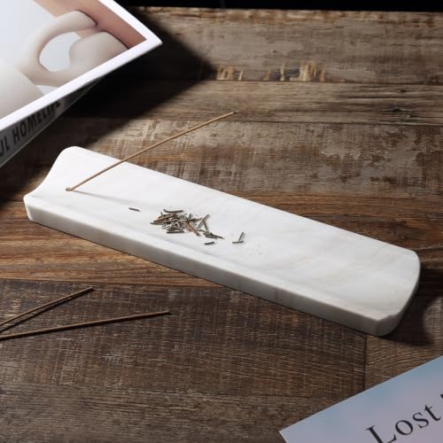 Koville Marble Incense Holder, Incense Holder for Sticks, Incense Sticks Holder Ash Catcher for Meditation Yoga SPA, Natural Stone Incense Burner, Home Table Decor (White)
