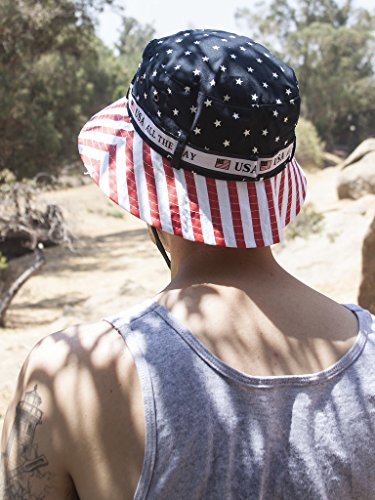 TOP HEADWEAR Cotton Twill USA American Flag Bucket Hat USA All The Way Boonie, S/M - Thumbnail 2