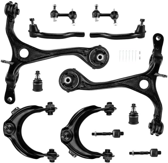 Front Upper Lower Control Arms, Front Upper Lower Control Arm Tie Rod Sway Bar Replacement for 2003-2007 Accord Replace K90457, K90456, EV80210, 51210SDAA01, 51210SDAA02, 51215SDAA02