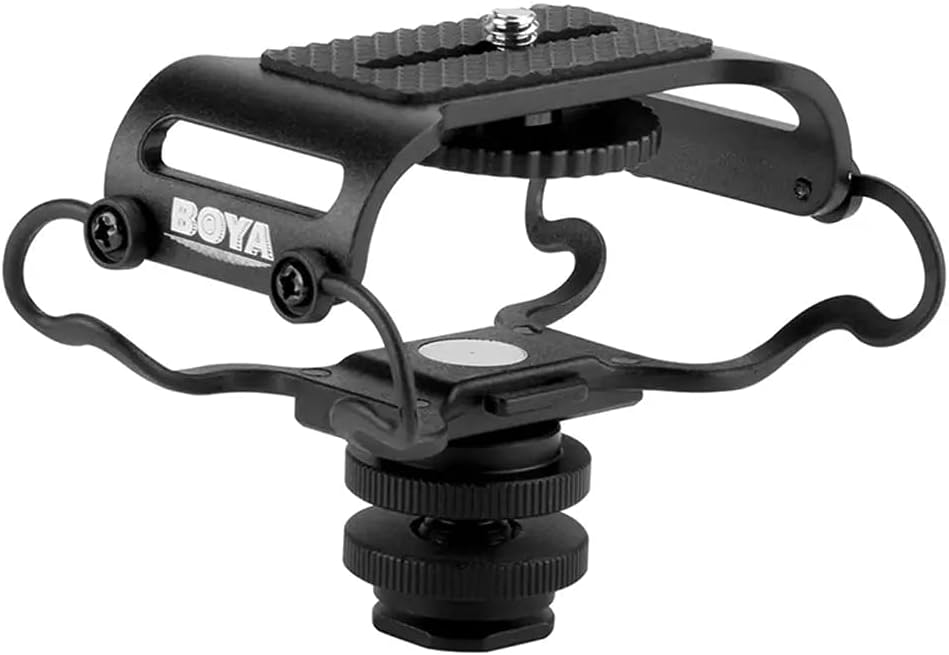 Boya BY-C10 Universal Shock Mount for Digital Recorders, LED Lights, Wireless receivers & Microphones with 1/4"-20 Thread, Black