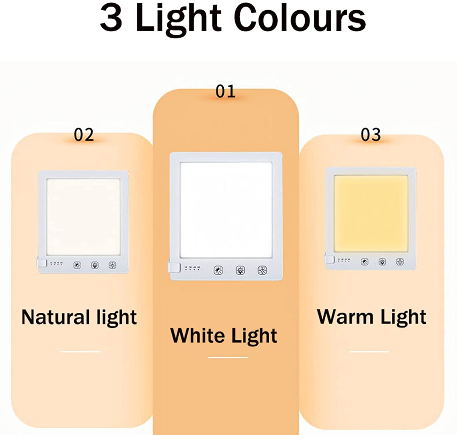 Lampe De Luminothérapie, 10000Lux Compact Lampe Lumière Du Jour, Avec 3 Modes De Couleur, 4 Réglages De Minuterie, Le Traitement Efficace Des Troubles Affectifs Saisonniers,Blanc