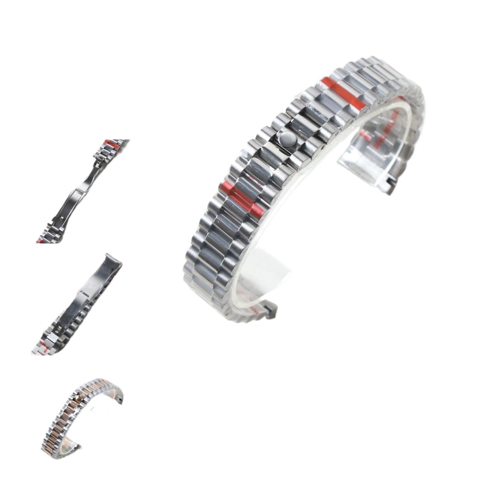 20 mm gebogenes President-Uhrenarmband, kompatibel mit NH35 Datejust, 904L-Edelstahlarmband, kompatibel mit Silber-Gold-Armband