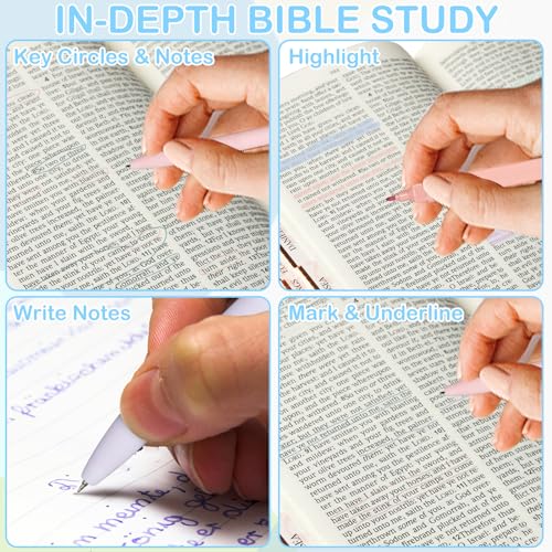 CANIPHA 12 Bible Highlighters No Bleeding and 6 Smooth Bible Pens with 96 Laminated Bible Tabs, Bible Study Supplies - Image 4
