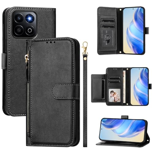 Honor 400 Smart Case housse portefeuille zippé en cuir PU noir