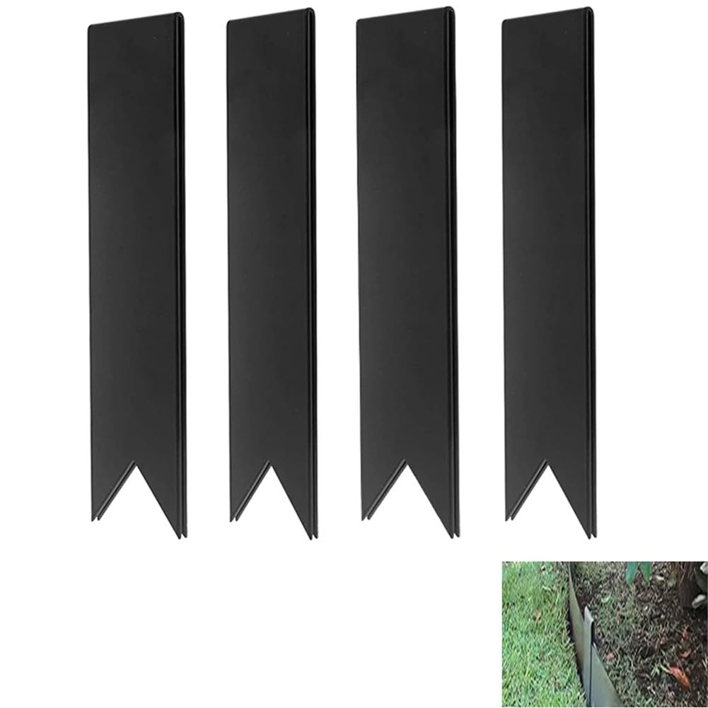 Evenoonest Metal Landscape Edging Stakes, Steel Garden Stake Connector Clips Rust Resistant Secure Fixing for Edge Coil Borders Outdoor Landscaping 4 Pack(10.2in)