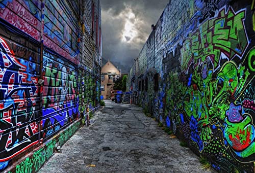 Fotohintergrund Graffiti-Backsteinwand | 8x3 M, Vinyl, Für Studio, Party & Halloween