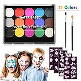 Fácil de usar y lavar: nuestras pinturas faciales se activan con agua y funcionan de la misma manera que las pinturas de acuarela. Agregue unas gotas de agua al color deseado para hacer que la superficie sea suave y espesa, luego podrá usar el pincel para aplicarla suavemente sobre la piel. Los colores se secan rápido y son fáciles de quitar con agua tibia jabonosa o toallitas húmedas.