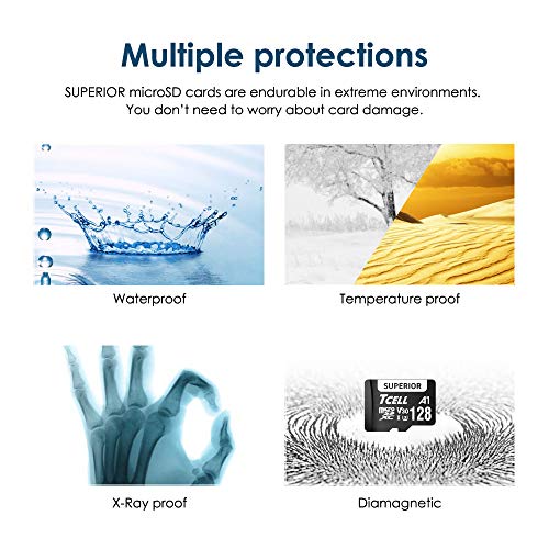 TCELL Überlegene 128 GB Micro-SD-Karte mit Adapter – MicroSDXC A1 USH-I U3 V30 100 MB/s Full HD & 4K UHD Speicherkarte… – Bild 7