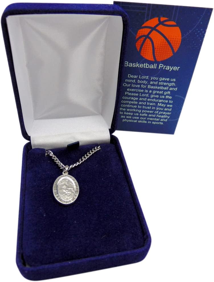 Westmon Works St Sebastian Basketball Medal Set with Pewter Pendant Medallion on a Stainless Steel Chain Prayer Card Boxed - Image 5