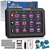 MICTUNING P1C RGB 12 Gang Switch Panel, IP67 Waterproof 4 Control Modes LED Control Panel Box Electronic Relay System Switch Box Universal for Car Boat Marine Caravan, 2 Years Warranty