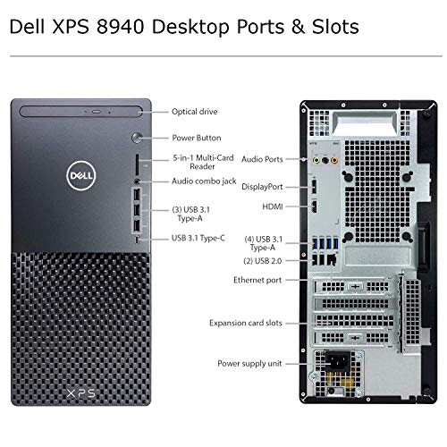 Image of 2021 Dell XPS 8940 Desktop Computer - 11th Gen Intel Core i7-11700 up to 4.90 GHz CPU, 64GB RAM, 1TB SSD + 2TB HDD, Intel UHD Graphics 750, Killer Wi-Fi 6, 500W PSU, DVD-RW, Windows 10 Home