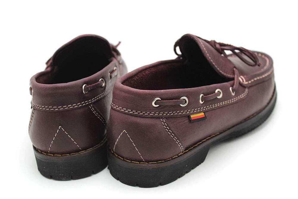 Zapato náutico, de Piel con Cordones y Suela de Goma, Hecho en españa, para: Hombre