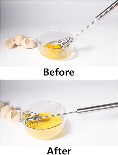 Miniatura 9 de Newness Batidor de huevos, 2 unidades Licuadora de acero inoxidable para el hogar, herramienta versátil para batidor de huevos, espumador de leche,