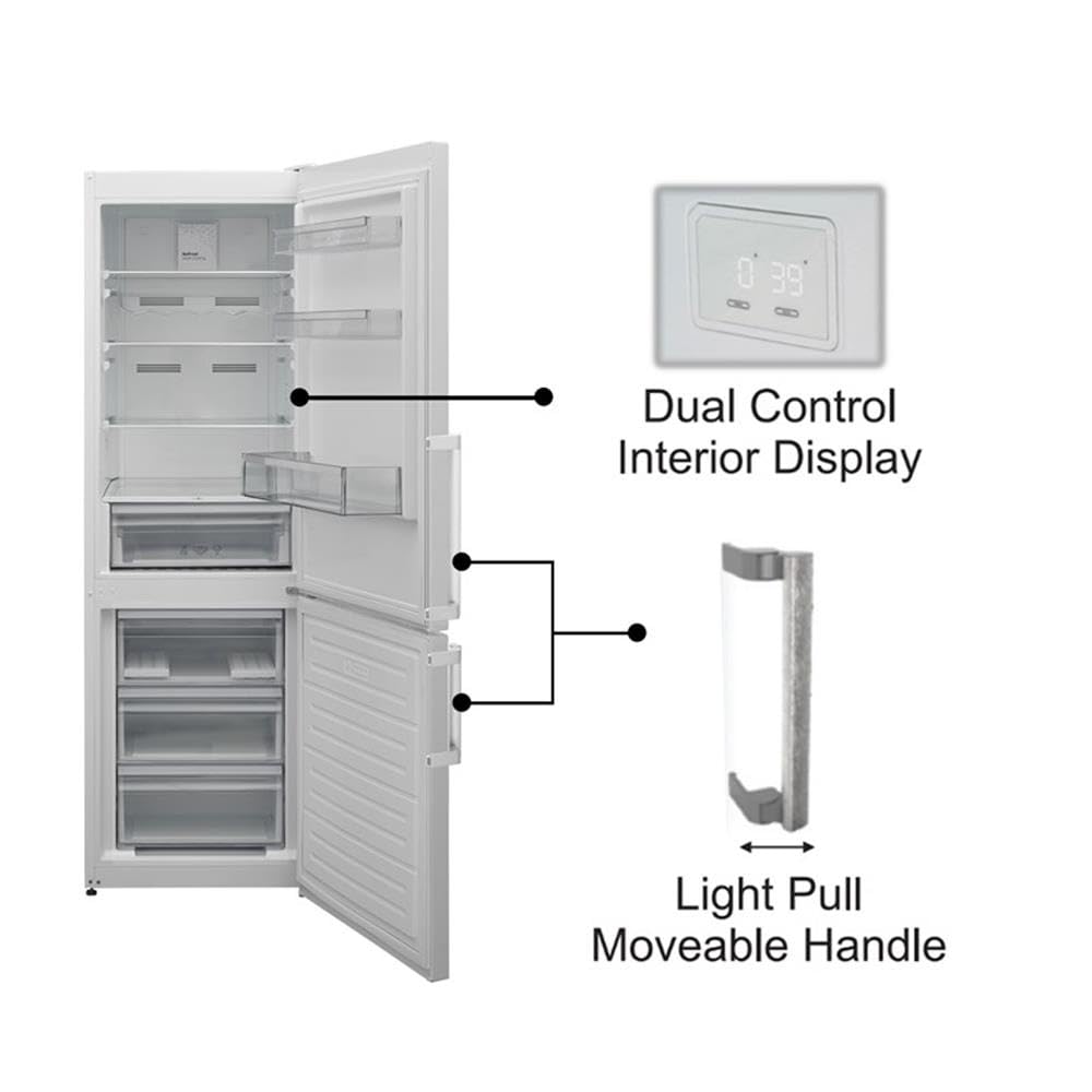 Pemberly Row 12cf No Frost Bottom Freezer Refrigerator, White Finish, LED Lighting, Wine Rack, Garage-Ready Design, Adjustable Shelves, Energy-Efficient, Dual Control, 73.2x23.4x25.6 In Dimensions on Fridge.com - View 5