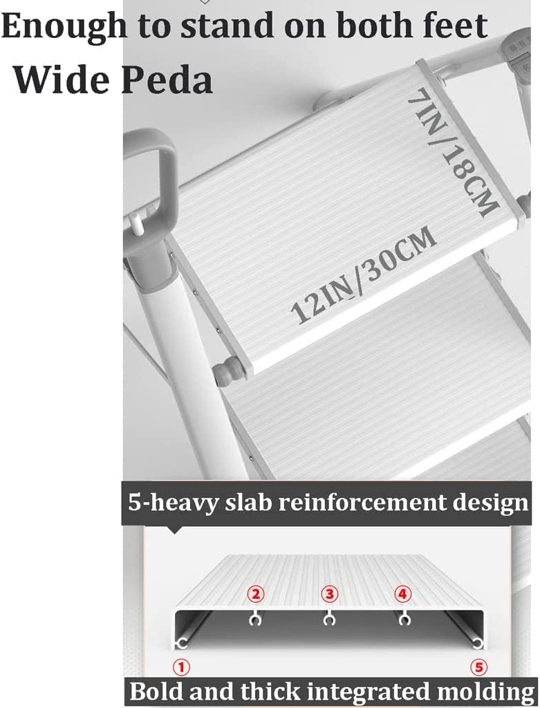 Ladders Multi-Purpose Telescoping Ladders, Wide Pedal Folding Ladder with Handrails, Family Small Portable Step Ladders 330lb Household or Outdoor