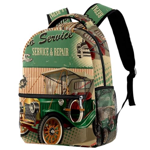 Sac à dos voiture vintage multicolore au design rétro unique