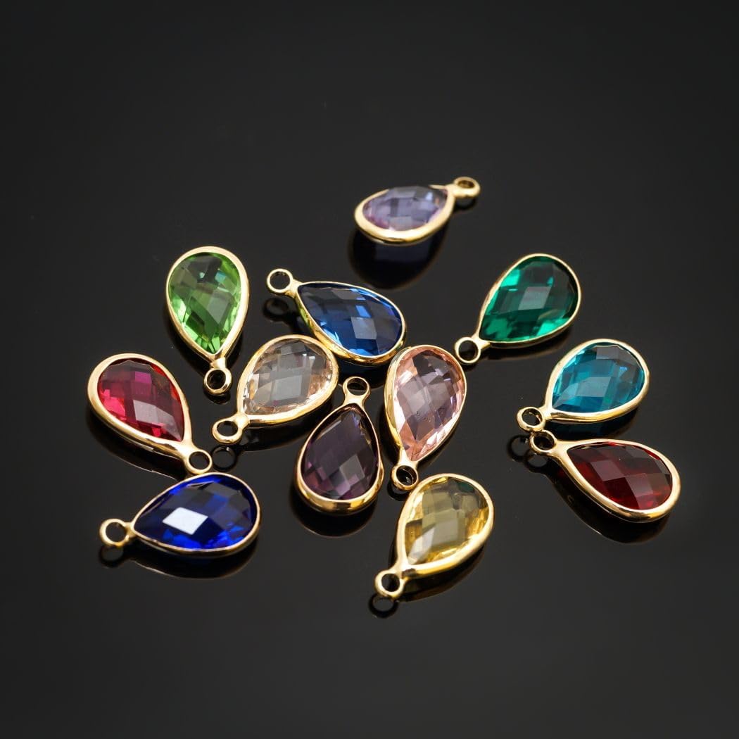 Adabele Grade A Birthstone Pendant Drop 11mm 14mm 16mm 18K Yellow Gold Plated For Personalized Earrings Bracelet Necklace Anklet Pendant Keychain Craft Jewelry Making - Image 5