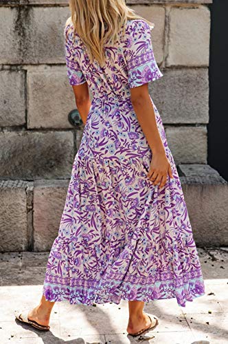 R.Vivimos Womens Summer Floral Print Cotton Short Sleeve Flowy Dress2