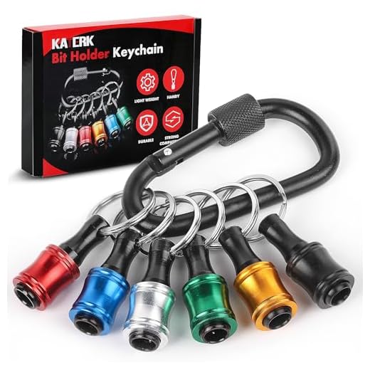 Push to Unlock,Katerk 6pcs 1/4 inch Hex Shank Aluminum Alloy Screwdriver Bit Holder Light-Weight Quick-Change Extension Bar Keychain Drill Screw Adapter Portable,Black Carabiner,Tool Gifts for Men