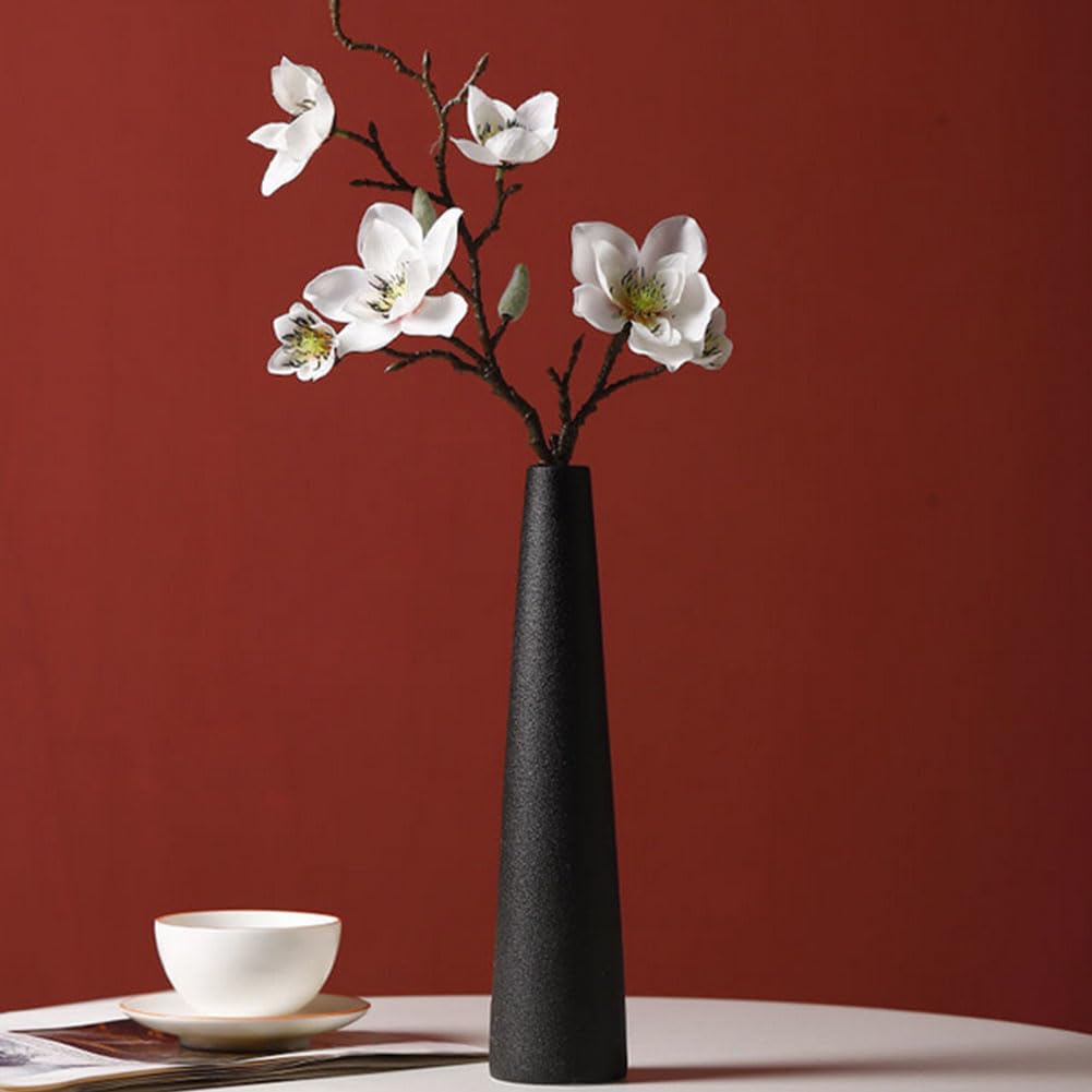 Small Ceramic Bud Vase Tall Conic Flower Single Stem Vases Black Vase Home Decorative Floral Centerpiece for Wedding and Office (Black) - Image 3