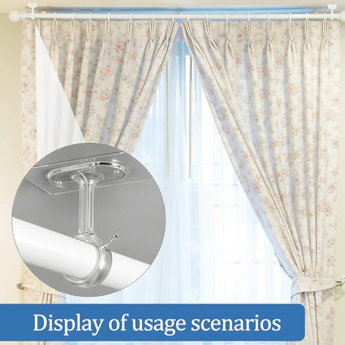 4 Stück Gardinenstangenhalterungen, Gardinenstangenhalterung zum Kleben ohne Bohren Vorhangstangenhalter mit Schrauben für die Decke, Ideal für Badezimmer Fenster Kleiderschrank (transparent)