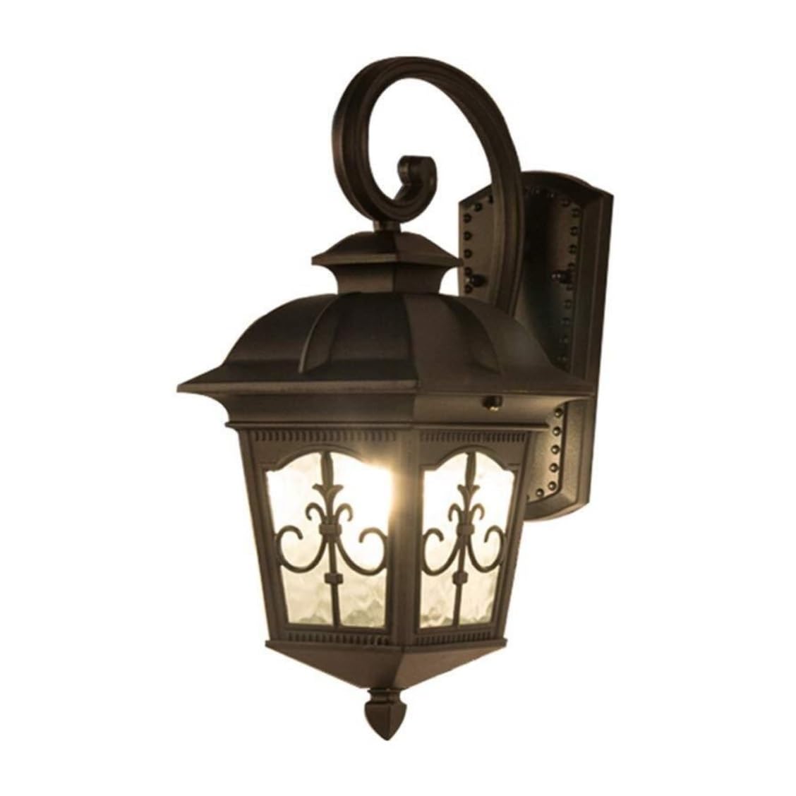CVdrtyED Outdoor Wall Lights European Outdoor Wall Light Aluminium Lamp Lantern Vintage Waterproof Glass Shade Sconce for Villa Balcony Durable Porch(Black,H 56CM)