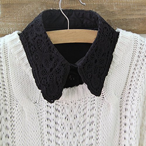 Larcele Vintage Women's Half Shirt Detachable Fake Cotton Collar Jlzcs-01 (Black) #TOP1