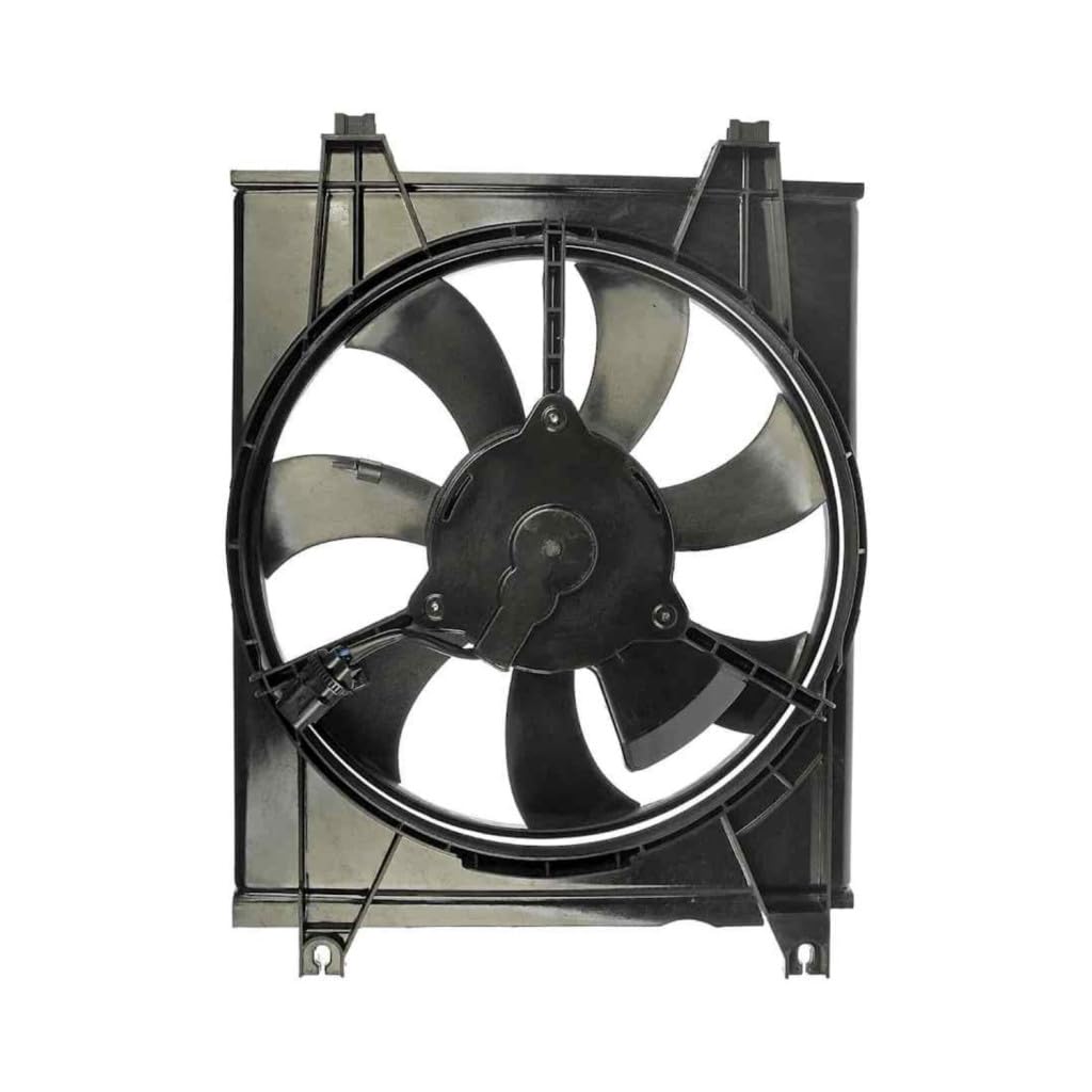 KarParts360 for Kia Spectra/Spectra5 2004 05 06 07 08 2009 Condenser Fan | Plastic Material | Male Connector | Brushed Mount Type | 2 Terminal | Replacement for 97730-2F000, 977352F000