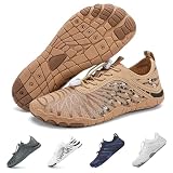 YVIPO Hiking Barefoot Shoes for Women Men Breathable & Non-Slip Athletic Barefoot Wide Toe Water Shoes Lightweight Perfect for Walking,Running,and Swimming Tan