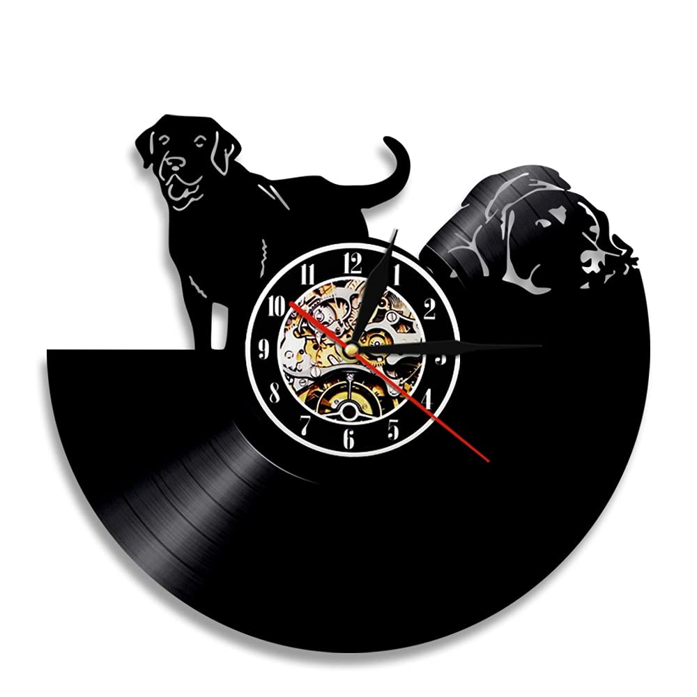 Cani Orologio da parete con disco in vinile Animali Vintage moderno regalo per gli amanti dei cuccioli Lp Orologio da parete decorativo per la casa con illuminazione a led Diametro 30 cm 7 orologi d