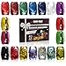 Produktbild com-four® 18x Ringelband in bunten Farben - 20 m je Rolle - Set Geschenkbänder in Geschenkverpackung - zum Basteln und Verpacken - funkelndes Polyband für Schleifen und saisonale Deko (Festlich)
