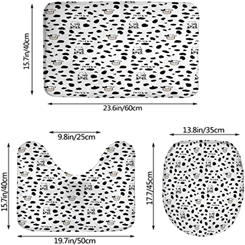 Badezimmerteppich-Set, 3-teilig, Milchkuh, waschbare Badeteppiche, rutschfest, mit Rückenpolster, Konturteppich und Toilettendeckelbezug – Bild 3
