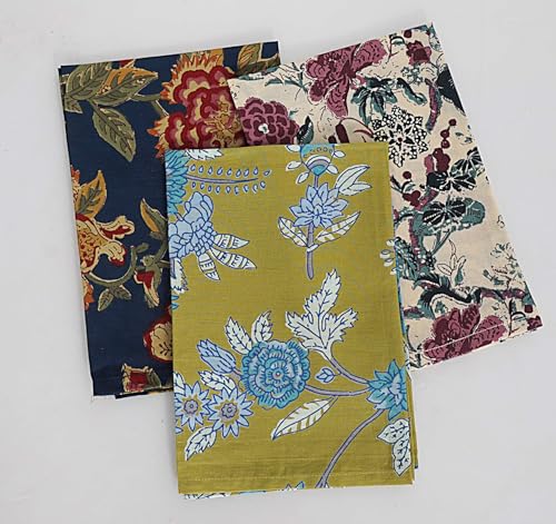 Image of Indian Cotton Cloth Napkins Hand Block Print Hand Made Size Assorted Color and Printed Home Decor Indian Eco Friendly Mix Dinner Napkins (10X10 inch)