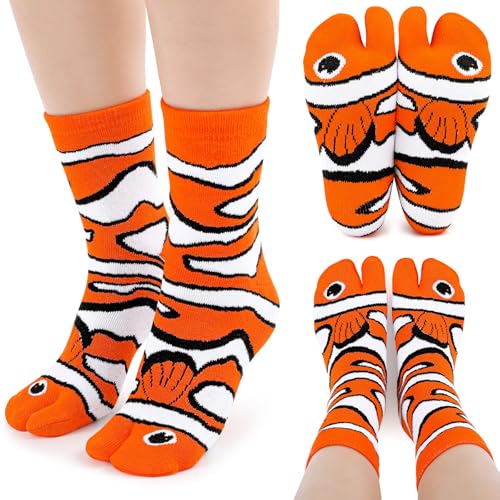 Idée cadeau Noël chaussettes poisson orange rigolotes pour fête et anniversaire ado