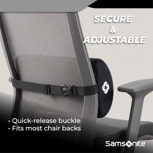 SAMSONITE - Half Moon Lumbar Support Pillow, Elevates Comfort, 100% Pure Memory Foam, Fits Most Seats - image 2