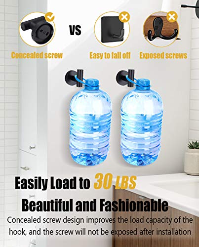 DEJLIG Bathroom Towel Hooks,2 Pack Matte Black SUS304 Stainless Steel Coat Robe Clothes Hooks Bath Wall Hooks Modern Towel Hanger for Bedroom Kitchen Hotel Wall Mounted