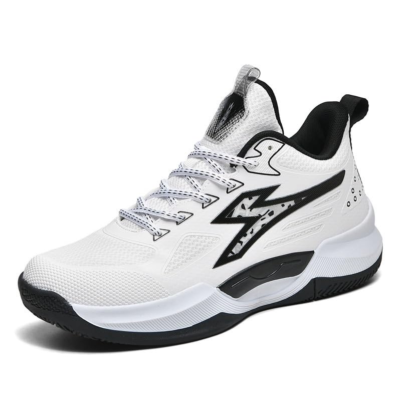 Męskie buty do koszykówki są oddychające, odporne na odbicie, odporne na zużycie, antypoślizgowe, amortyzujące sportowe buty treningowe(White,42 EU)