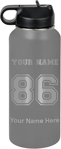 Miniatura 44 de LaserGram Botella de agua personalizada, camiseta deportiva, acero inoxidable de doble pared aislada al vacío con popote superior, regalo grabado