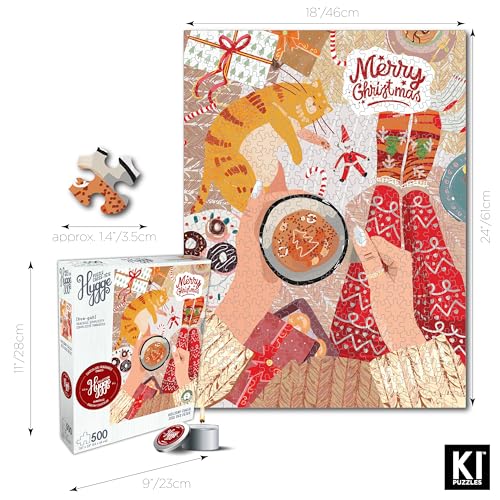 Puzzle de 500 piezas para adultos y vela – Hygge Christmas - Holiday Cheer – Desafiante Rompecabezas de invierno acogedor, 24x18 miniatura 5