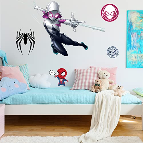 Spider-Gwen Assemble Wall Decal Self-Adhesive Marvel Comics Wall Stickers 3D Vinyl Diy Assemble Wall Decals For Home Playroom Nursery Kids Room Home Wall Decor(15.7 X 23.6 In) #TOP5