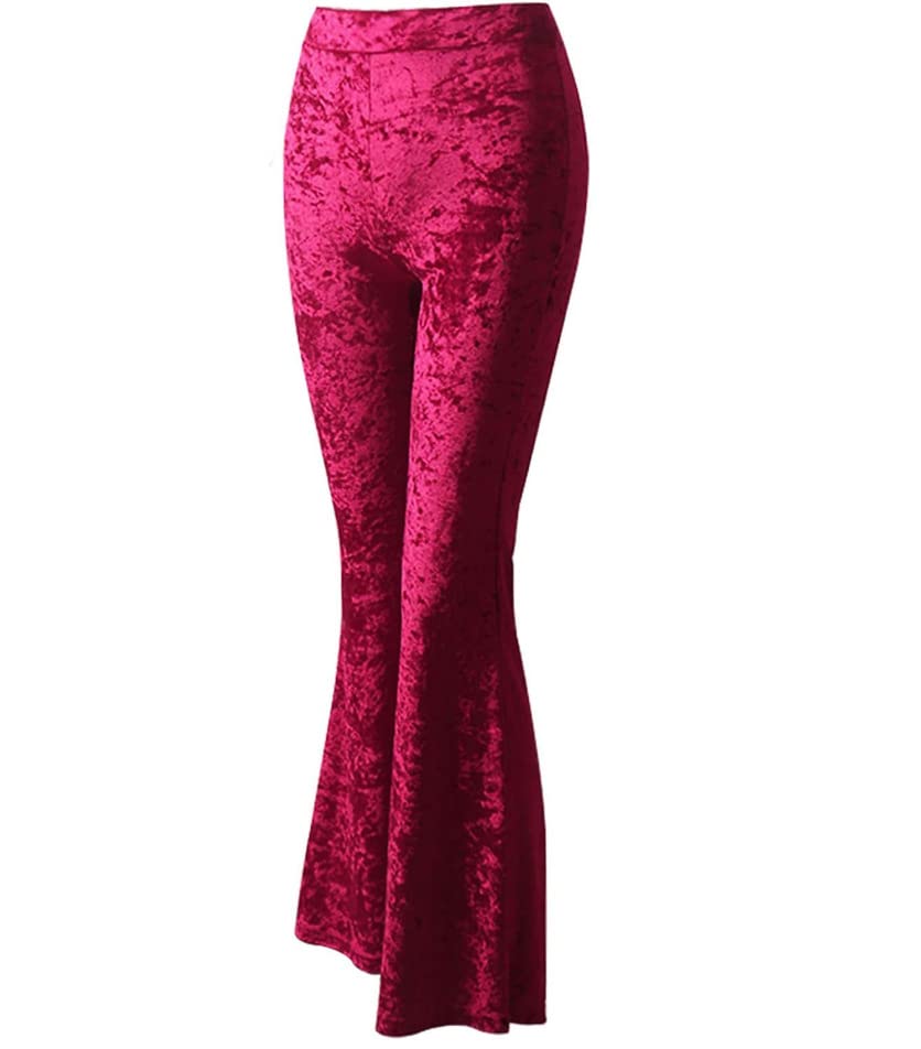 Womens Pants Wide Leg Gothic Sweatpants High Waist Velvet Flares Bell Bottoms Pants Ladies Casual Trousers